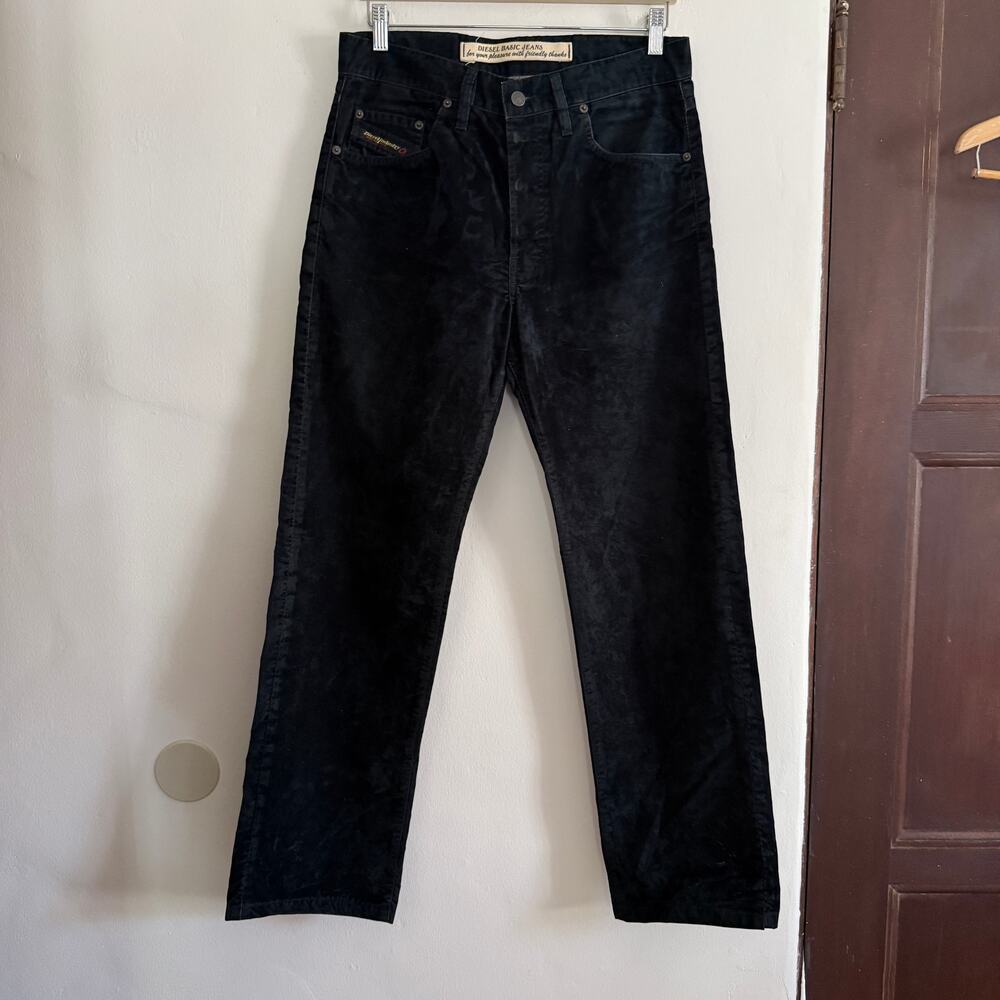 Deisel Jeans | Y2K vintage Black Keetar Velveteen Flocked Jeans | Size 32